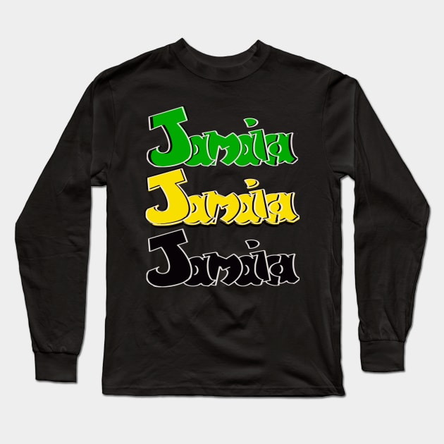 Jamaica Flag colors colours National Pride Reggae Jamaican Long Sleeve T-Shirt by Artonmytee